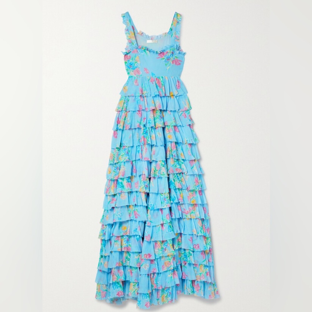 LoveShackFancy Idra Tiered Floral-print Voile Maxi Dress - 6 - Picture 2 of 5